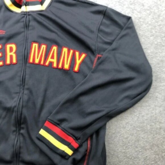 Germany Jacket Mens XL Black Red Yellow Track Top Soccer Polyester Umbro Euro - Picture 3 of 10